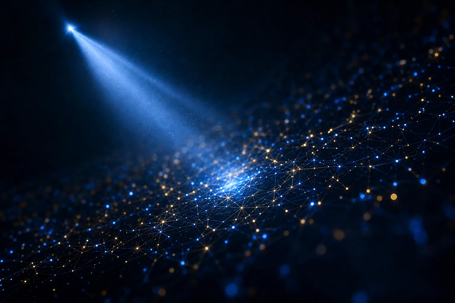 Light beam mapping AI citation data across dark field Craig Pretzinger
